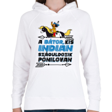 PRINTFASHION Yakari - Yakari a bátor kis indián - Női kapucnis pulóver - Fehér női pulóver, kardigán