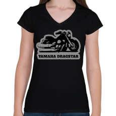 PRINTFASHION Yamaha Dragstar motor - Női V-nyakú póló - Fekete