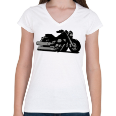 PRINTFASHION Yamaha dragstar - Női V-nyakú póló - Fehér