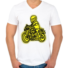 PRINTFASHION yamaha mt3 - Férfi V-nyakú póló - Fehér