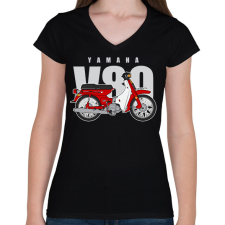 PRINTFASHION Yamaha V80 - Női V-nyakú póló - Fekete női póló