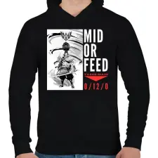 PRINTFASHION Yasuo - MID OR FEED - Férfi kapucnis pulóver - Fekete férfi pulóver, kardigán