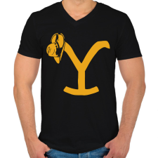 PRINTFASHION Yellowstone kalap - Férfi V-nyakú póló - Fekete férfi póló