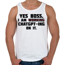 PRINTFASHION Yes boss - Férfi atléta - Fehér atléta, trikó