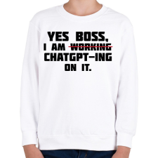 PRINTFASHION Yes boss - Gyerek pulóver - Fehér gyerek pulóver, kardigán