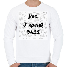 PRINTFASHION Yes, I speak BASS - Férfi pulóver - Fehér férfi pulóver, kardigán