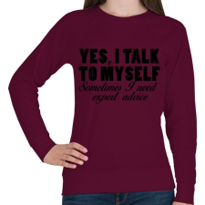 PRINTFASHION Yes, I talk to myself. - Női pulóver - Bordó női pulóver, kardigán