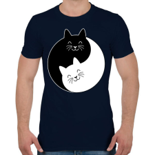 PRINTFASHION Yin-Yang macskák - Férfi póló - Sötétkék férfi póló