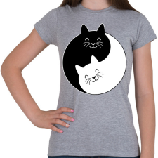 PRINTFASHION Yin-Yang macskák - Női póló - Sport szürke női póló