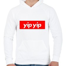 PRINTFASHION Yip yip - Férfi kapucnis pulóver - Fehér férfi pulóver, kardigán
