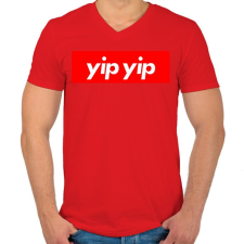 PRINTFASHION Yip yip - Férfi V-nyakú póló - Piros férfi póló