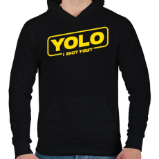 PRINTFASHION Yolo - Férfi kapucnis pulóver - Fekete