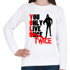 PRINTFASHION YOLO - Női pulóver - Fehér női pulóver, kardigán