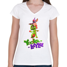 PRINTFASHION Yooka Laylee - Női V-nyakú póló - Fehér