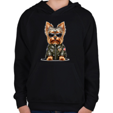 PRINTFASHION yorkie - Gyerek kapucnis pulóver - Fekete gyerek pulóver, kardigán