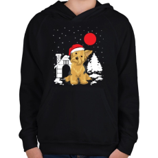 PRINTFASHION Yorkie karácsony - Gyerek kapucnis pulóver - Fekete