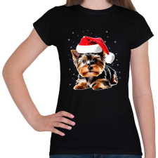 PRINTFASHION Yorkie kutyus a hóban - Női póló - Fekete női póló