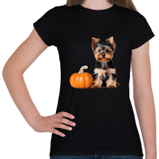 PRINTFASHION yorkie kutyus tökkel - Női póló - Fekete