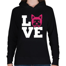 PRINTFASHION Yorkie LOVE - Női kapucnis pulóver - Fekete női pulóver, kardigán