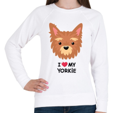 PRINTFASHION Yorkie love - Női pulóver - Fehér női pulóver, kardigán