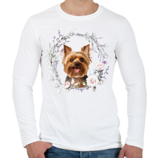 PRINTFASHION yorkie virágokkal - Férfi hosszú ujjú póló - Fehér férfi póló