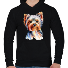PRINTFASHION Yorkshire terrier kutya - Férfi kapucnis pulóver - Fekete