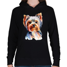 PRINTFASHION Yorkshire terrier kutya - Női kapucnis pulóver - Fekete