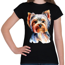 PRINTFASHION Yorkshire terrier kutya - Női póló - Fekete női póló
