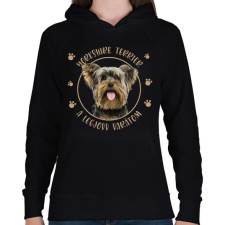 PRINTFASHION Yorkshire terrier - Legjobb barát - Női kapucnis pulóver - Fekete női pulóver, kardigán