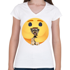 PRINTFASHION Yorkshire terrier - Női V-nyakú póló - Fehér