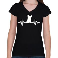 PRINTFASHION Yorkshire terrier - Női V-nyakú póló - Fekete