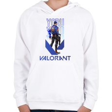 PRINTFASHION Yoru valorant - Gyerek kapucnis pulóver - Fehér