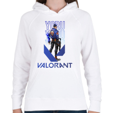 PRINTFASHION Yoru valorant - Női kapucnis pulóver - Fehér női pulóver, kardigán