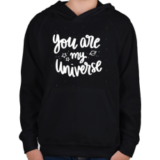 PRINTFASHION You are my Universe - Gyerek kapucnis pulóver - Fekete
