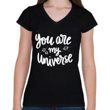 PRINTFASHION You are my Universe - Női V-nyakú póló - Fekete női póló