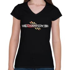 PRINTFASHION You are the Champion - Apex Legends - Női V-nyakú póló - Fekete női póló