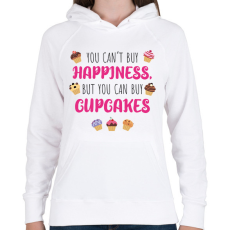 PRINTFASHION You can't by happiness - Női kapucnis pulóver - Fehér