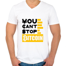 PRINTFASHION You-cant-stop-bitcoin - Férfi V-nyakú póló - Fehér férfi póló