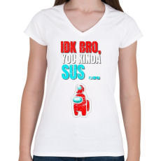 PRINTFASHION You kinda Sus! - Among Us - Női V-nyakú póló - Fehér
