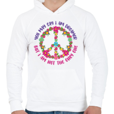 PRINTFASHION You may say i am dreamer - Férfi kapucnis pulóver - Fehér férfi pulóver, kardigán