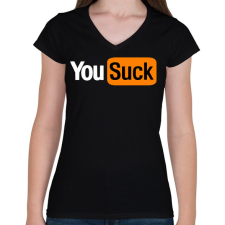 PRINTFASHION you suck - Női V-nyakú póló - Fekete női póló