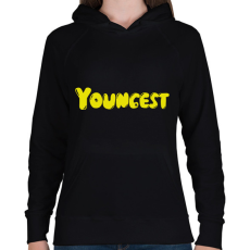 PRINTFASHION Youngest - Legkisebb tesó - Női kapucnis pulóver - Fekete