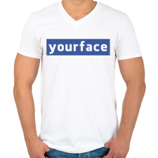 PRINTFASHION yourface - Férfi V-nyakú póló - Fehér férfi póló
