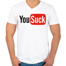 PRINTFASHION YouSuck - Férfi V-nyakú póló - Fehér férfi póló