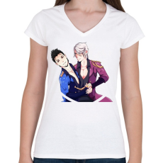PRINTFASHION Yuri!!! on Ice - Női V-nyakú póló - Fehér