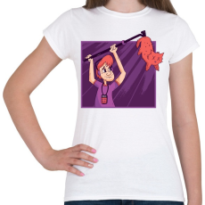 PRINTFASHION Zajfogó macska - Női póló - Fehér