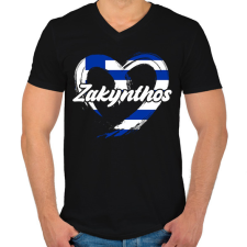 PRINTFASHION zakynthos - Férfi V-nyakú póló - Fekete férfi póló