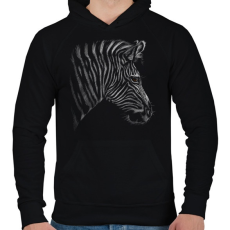 PRINTFASHION Zebra portré - Férfi kapucnis pulóver - Fekete