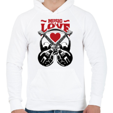 PRINTFASHION Zene és szerelem - Férfi kapucnis pulóver - Fehér férfi pulóver, kardigán