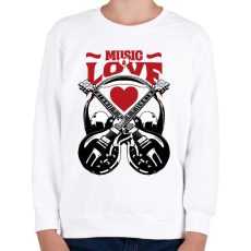 PRINTFASHION Zene és szerelem - Gyerek pulóver - Fehér